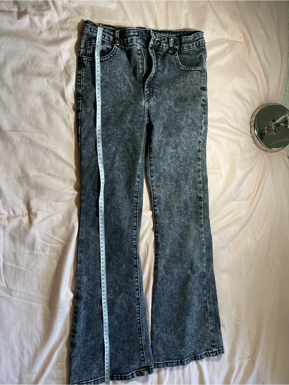Girl Acid-Wash Flare Jeans - Black